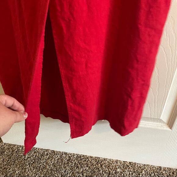 Mosaic Linen Blend Red Summer Midi Dress Size 10 Sleeveless Modest Neckline - Picture 5 of 7